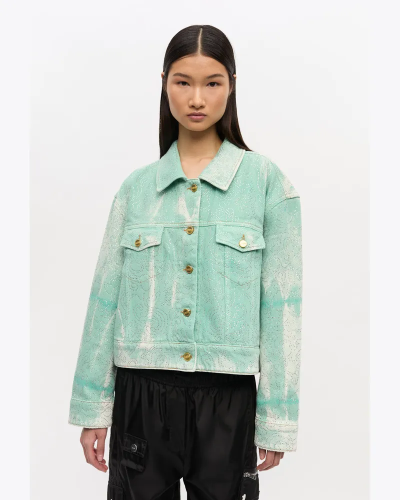 Ganni blau Grüne gewaschene Jeansjacke Bio-Baumwolle - Größe Blau