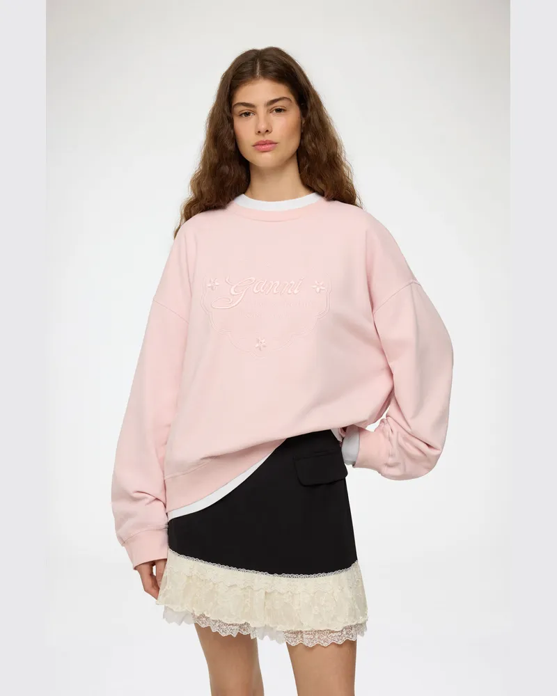 Ganni rosa Sweatshirt mit Herz-Detail Bio-Baumwolle - Größe Rosa