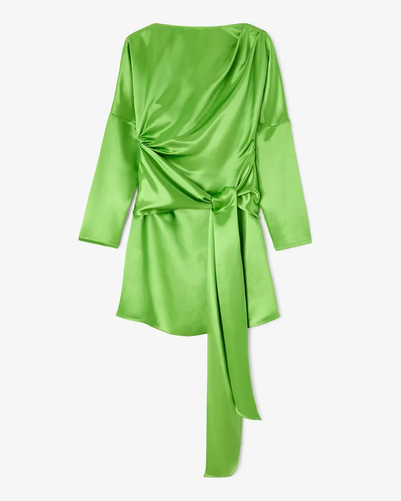 Ganni Spindle Tree Kleid aus grünem Satin Viskose - Größe Spindle