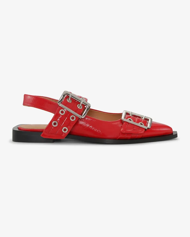 Ganni Feminine Ballerinas mit Schnalle in Rot - Größe Rot
