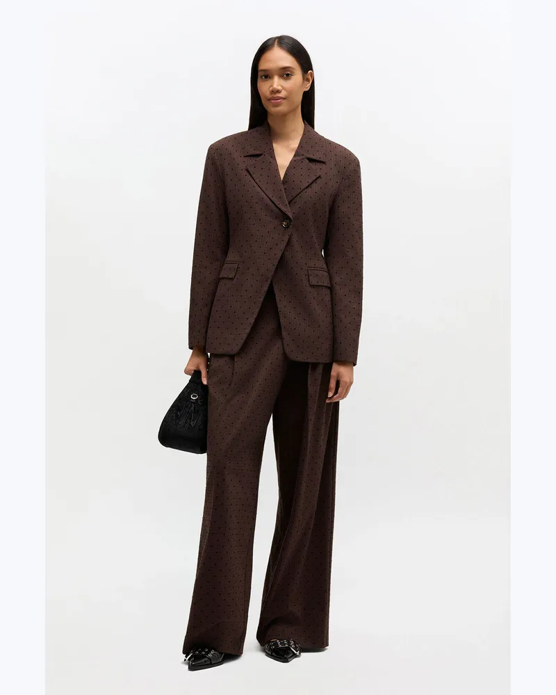 Ganni braun Karierte Crossover-Hose aus beflocktem Stoff - Größe Braun