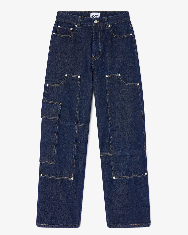 Ganni marineblau Dunkel gewaschene Audri-Jeans Bio-Baumwolle - Größe Marineblau