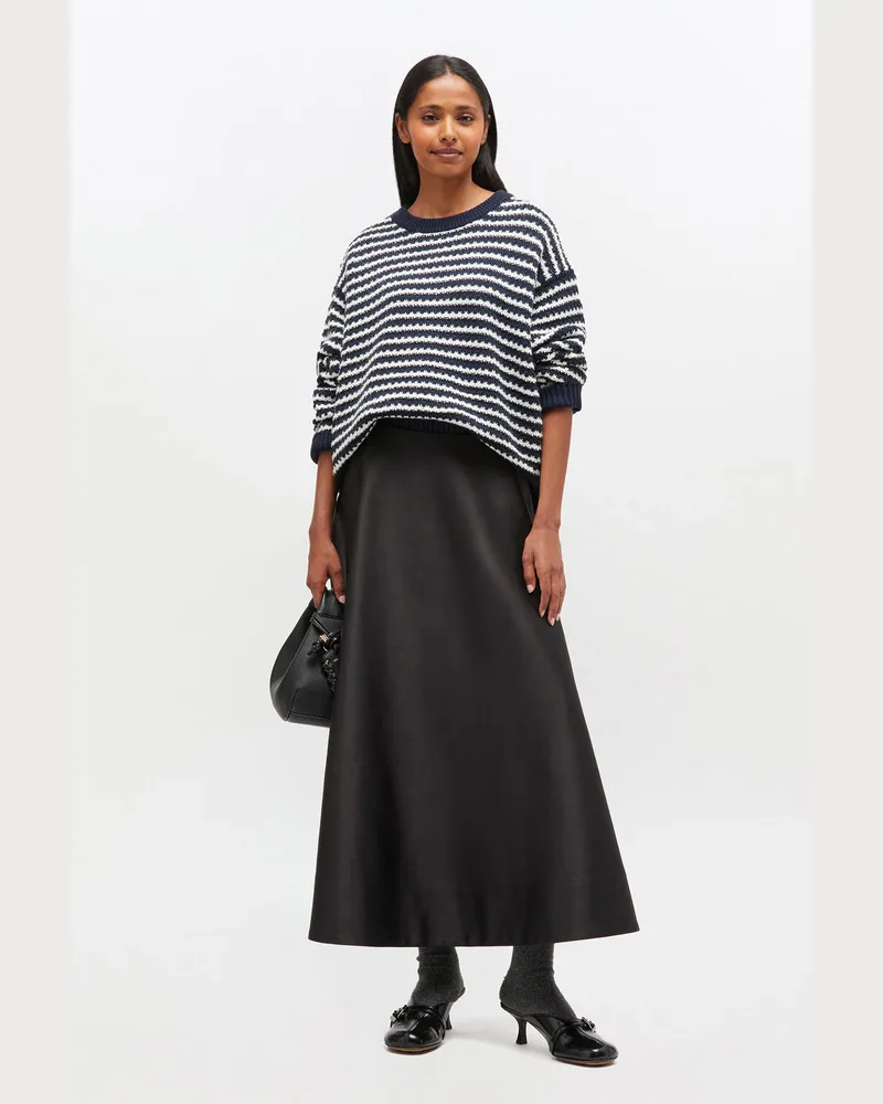 Ganni marineblau Dunkelblau gestreifter Wollpullover - Größe Marineblau