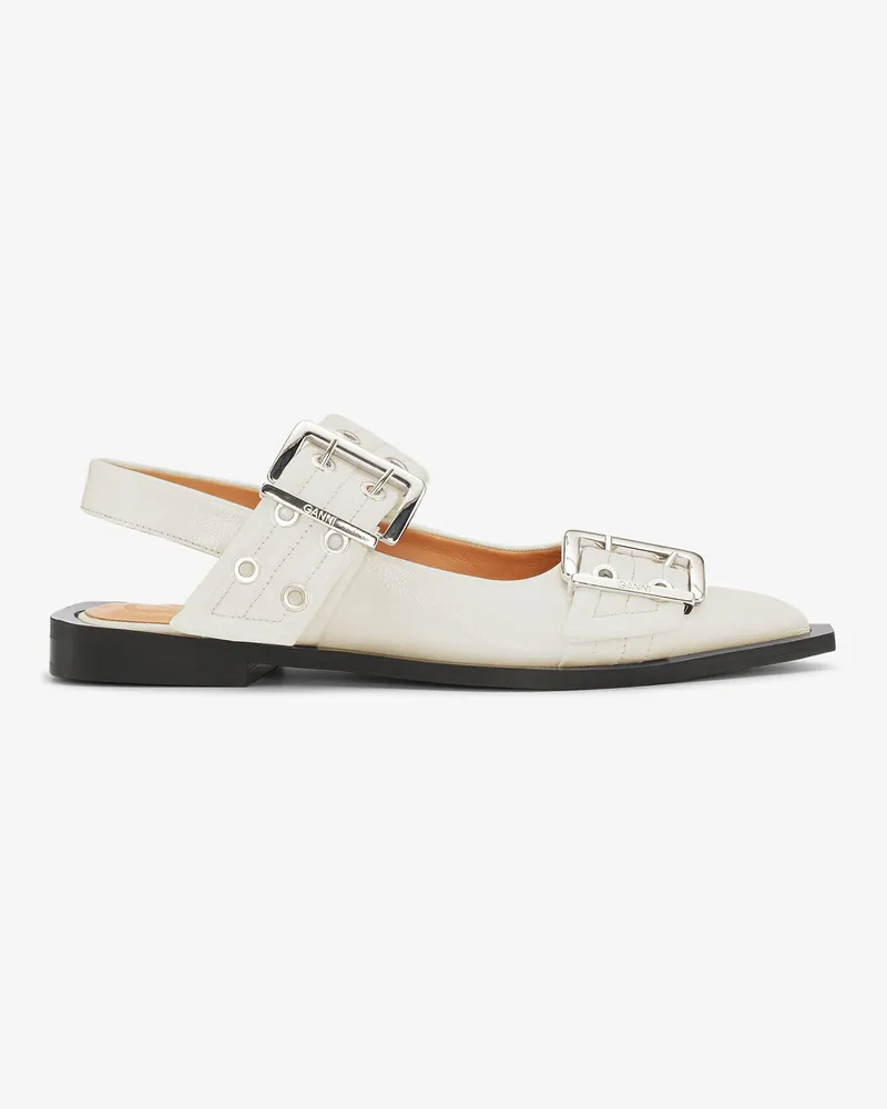 Ganni Feminine Ballerinas mit Schnalle in Off-weiß weiß Weiß