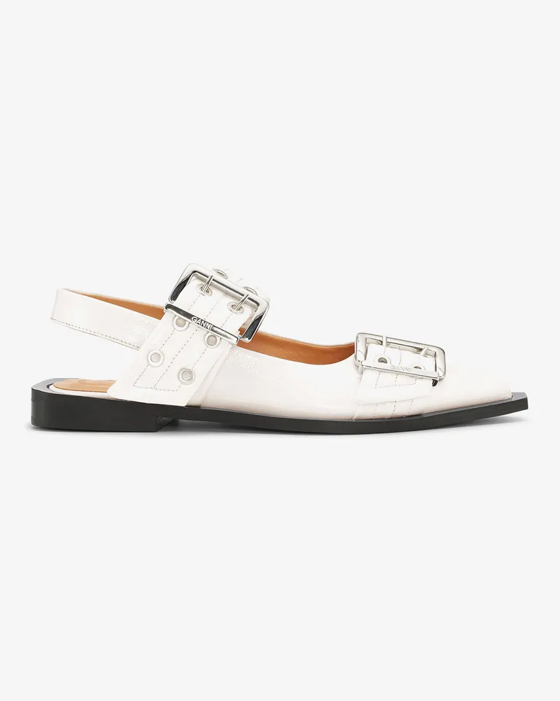 Ganni Feminine Ballerinas mit Schnalle in Off-weiß - Größe weiß Weiß