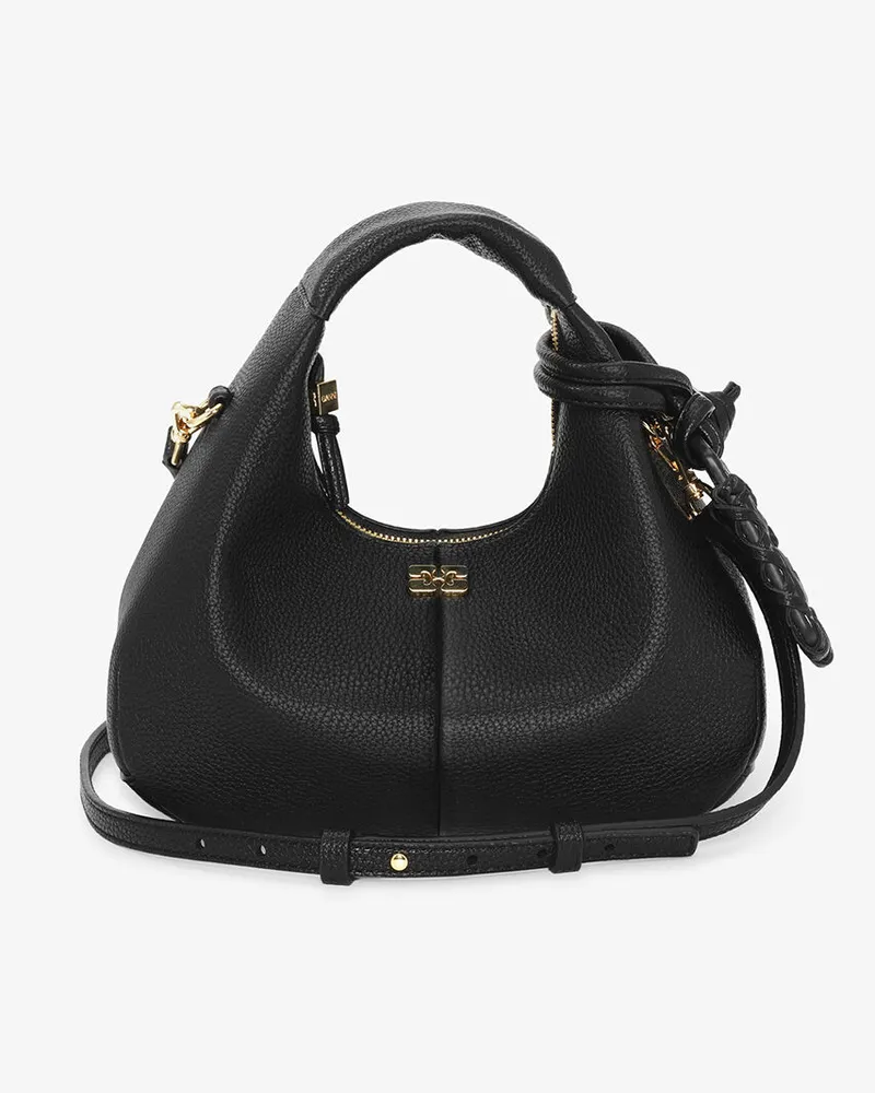 Ganni Schwarze Mini-Hobo-Tasche schwarz Schwarz