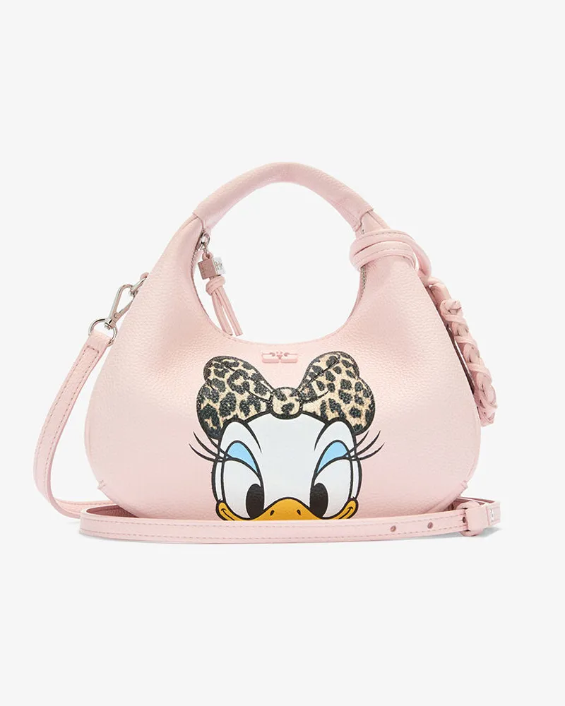 Ganni Daisy Duck Mini-Hobo-Tasche in Rosa Rosa