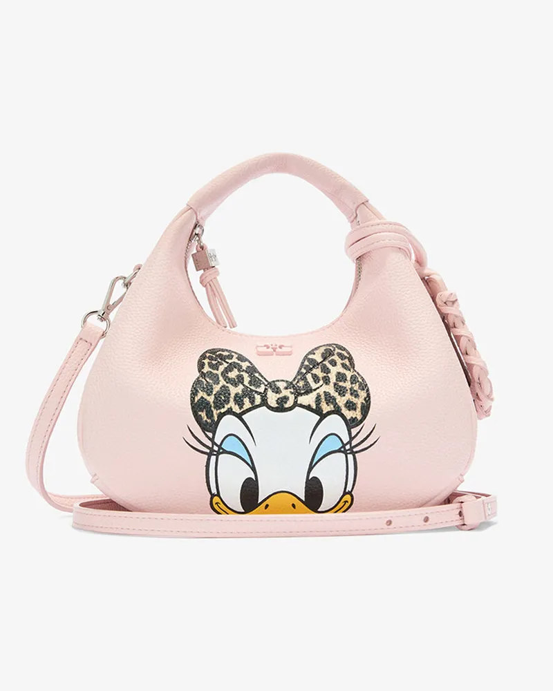 Ganni Daisy Duck Mini-Hobo-Tasche in Rosa Rosa