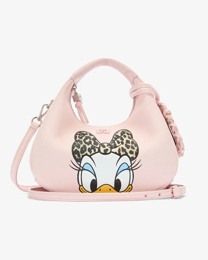 Ganni Daisy Duck Mini-Hobo-Tasche in Rosa Rosa