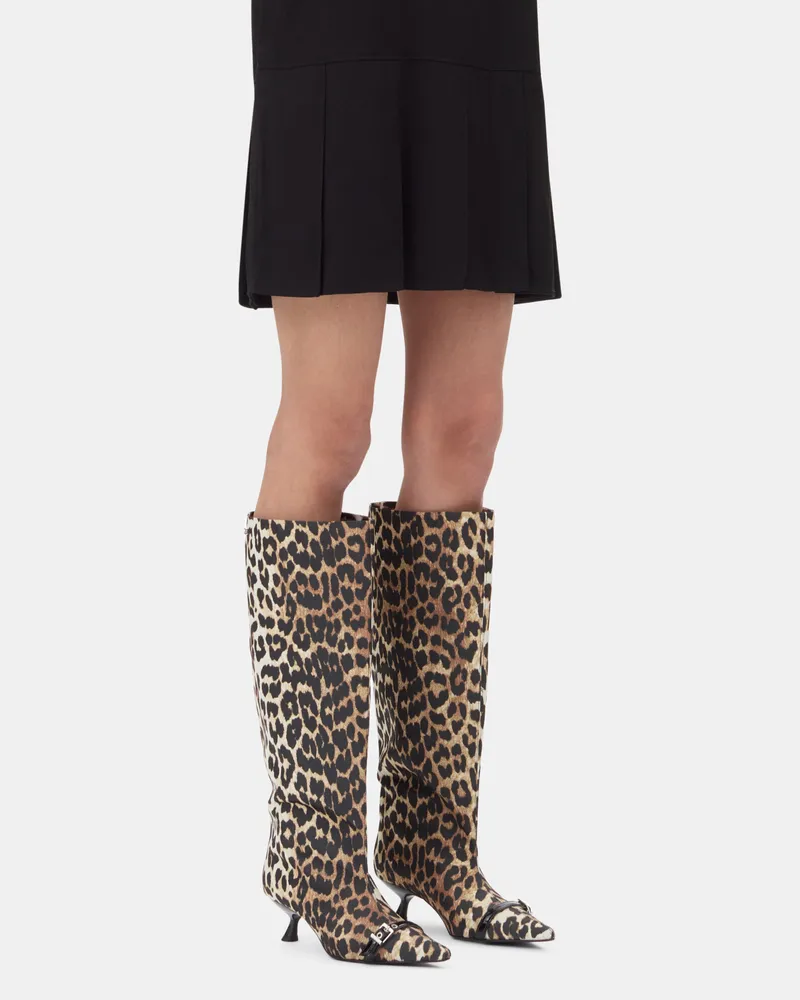 Ganni Leopard Eyelets Slouchy High Shaft Stiefel - Größe gemischt Gemischt