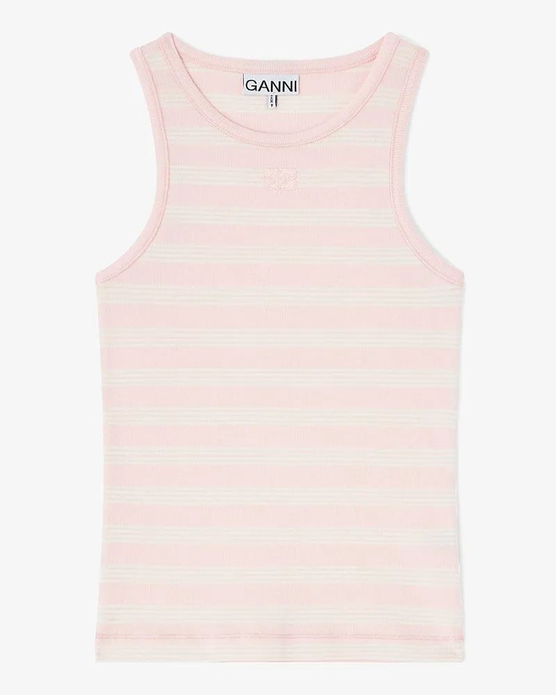 Ganni rosa Geripptes Tanktop mit Streifen Bio-Baumwolle - Größe Rosa