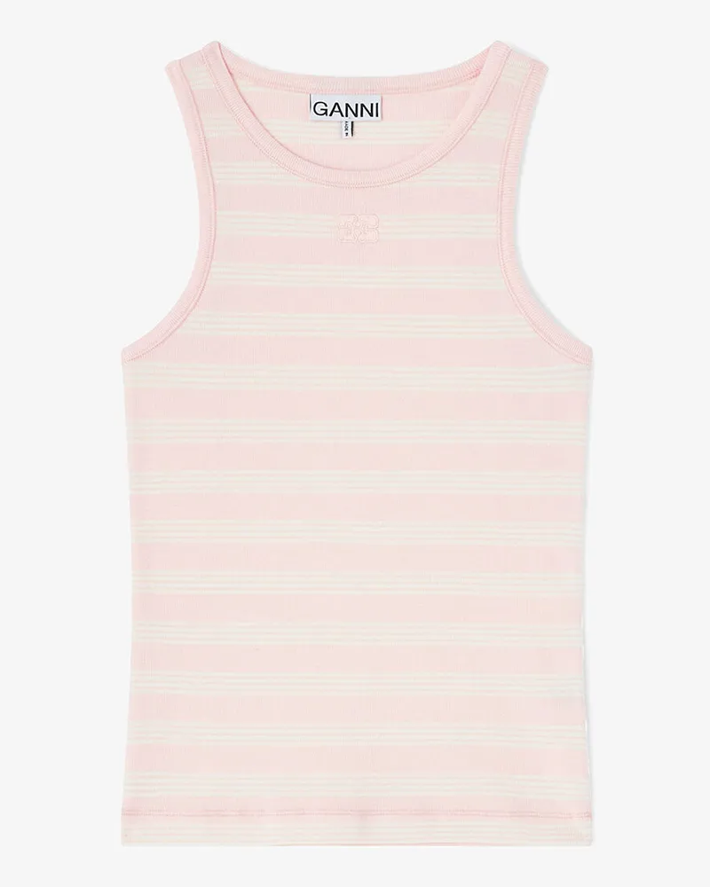 Ganni rosa Geripptes Tanktop mit Streifen Bio-Baumwolle - Größe Rosa