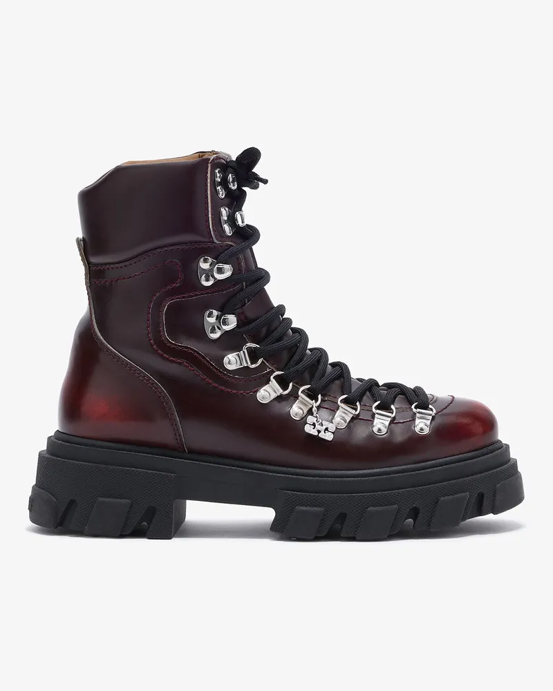 Ganni Bergstiefel mit profiliertem Absatz in Burgunder - Größe rot Rot