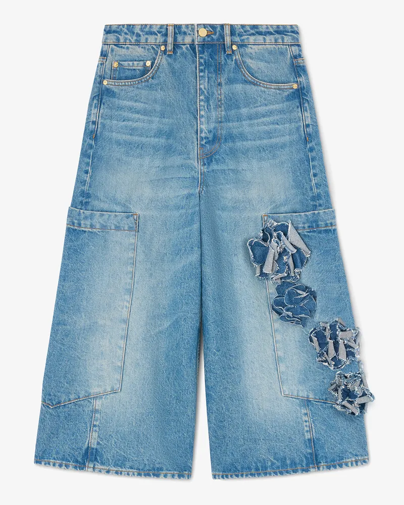 Ganni blau Verkürzte Baggy-Jeans aus festem Denim Bio-Baumwolle - Größe Blau
