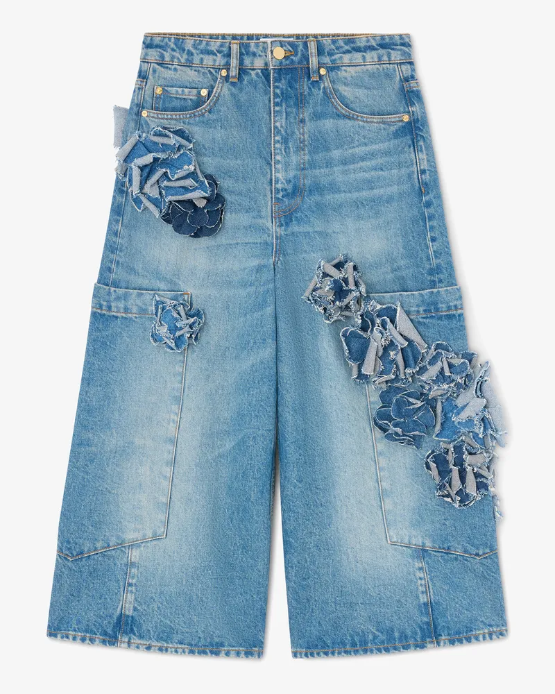 Ganni blau Verkürzte Baggy-Jeans aus festem Denim Bio-Baumwolle - Größe Blau