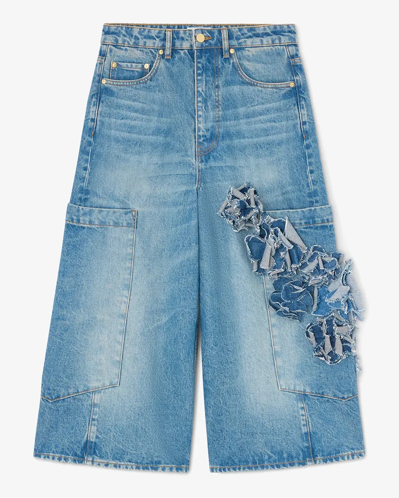 Ganni blau Verkürzte Baggy-Jeans aus festem Denim Bio-Baumwolle - Größe Blau