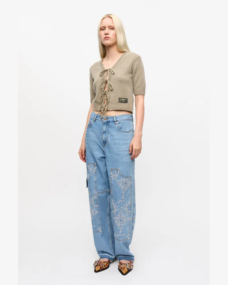 Ganni hellblau Stone Carpenter-Jeans mit Lochstickerei Baumwolle - Größe Hellblau