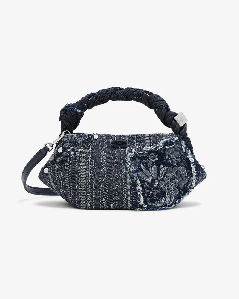 Ganni Mini-Bou-Tasche aus Denim marineblau Marineblau