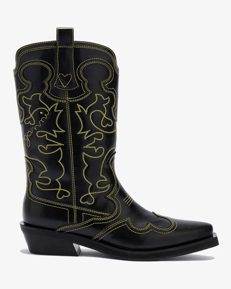 Ganni Bestickte, mittelhohe Westernstiefel - Größe gelb Gelb