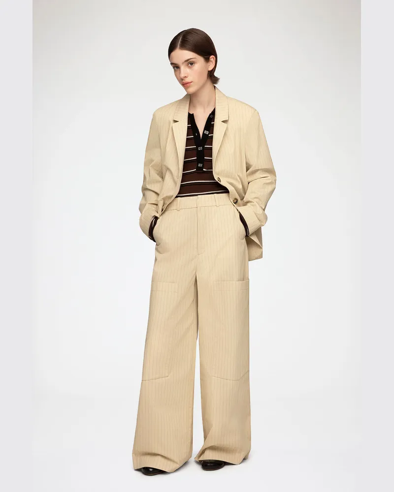 Ganni beige Hose aus beigem Anzugstoff Bio-Baumwolle - Größe Beige