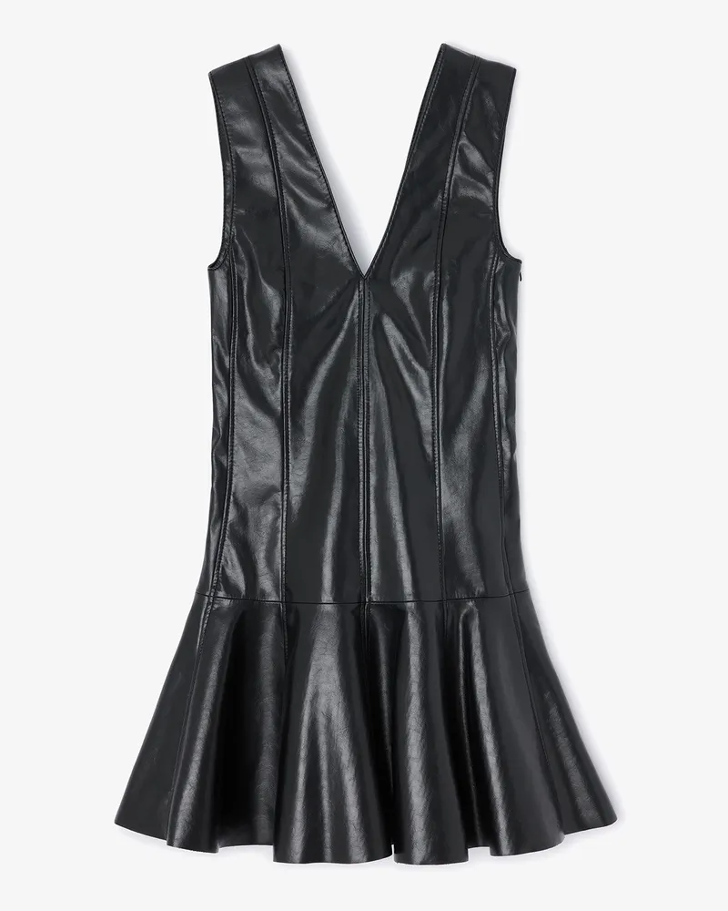 Ganni Schwarzes Minikleid aus Leder schwarz Schwarz