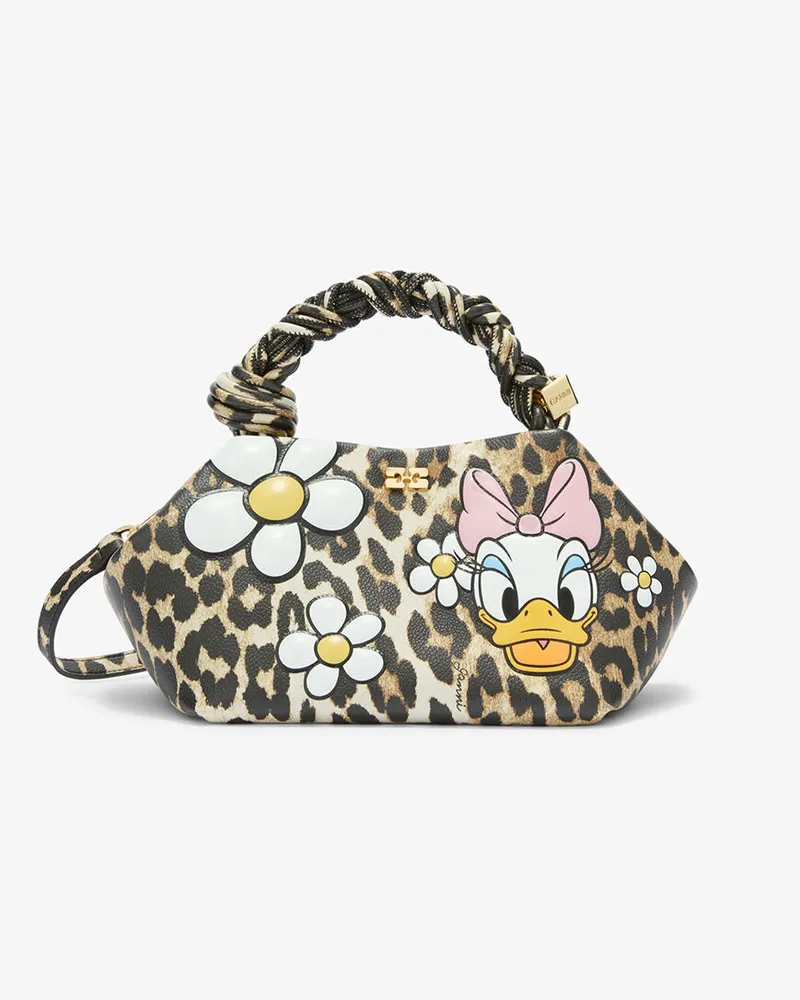 Ganni Kleine Bou-Tasche mit Leopardenmuster und Daisy-Duck-Print braun Braun