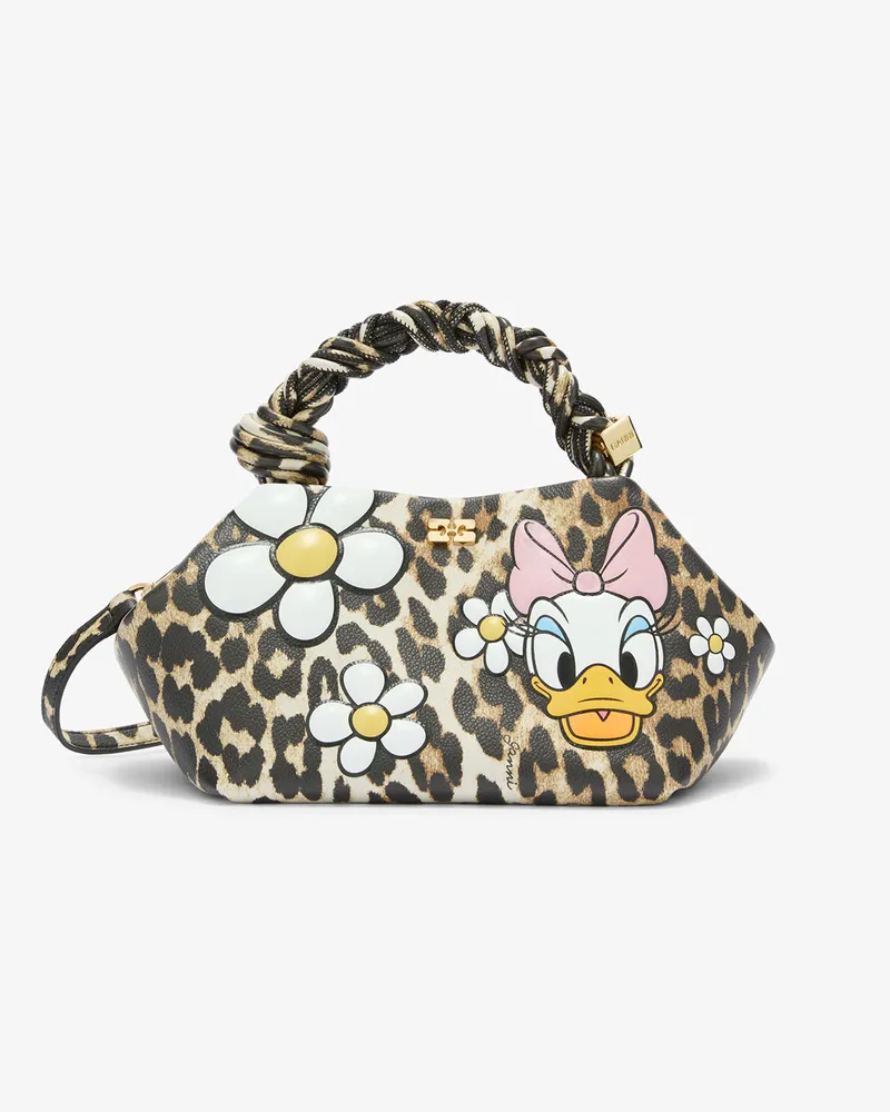 Ganni Kleine Bou-Tasche mit Leopardenmuster und Daisy-Duck-Print braun Braun
