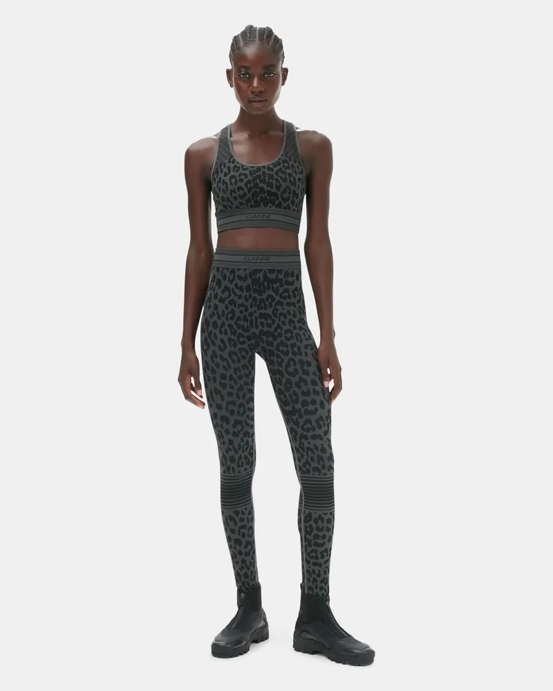 Ganni Nahtlose Jacquard-Leggings - Größe schwarz Schwarz
