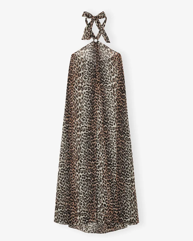 Ganni Neckholder-Kleid aus Chiffon mit Leopardenmuster - Größe gemischt Gemischt