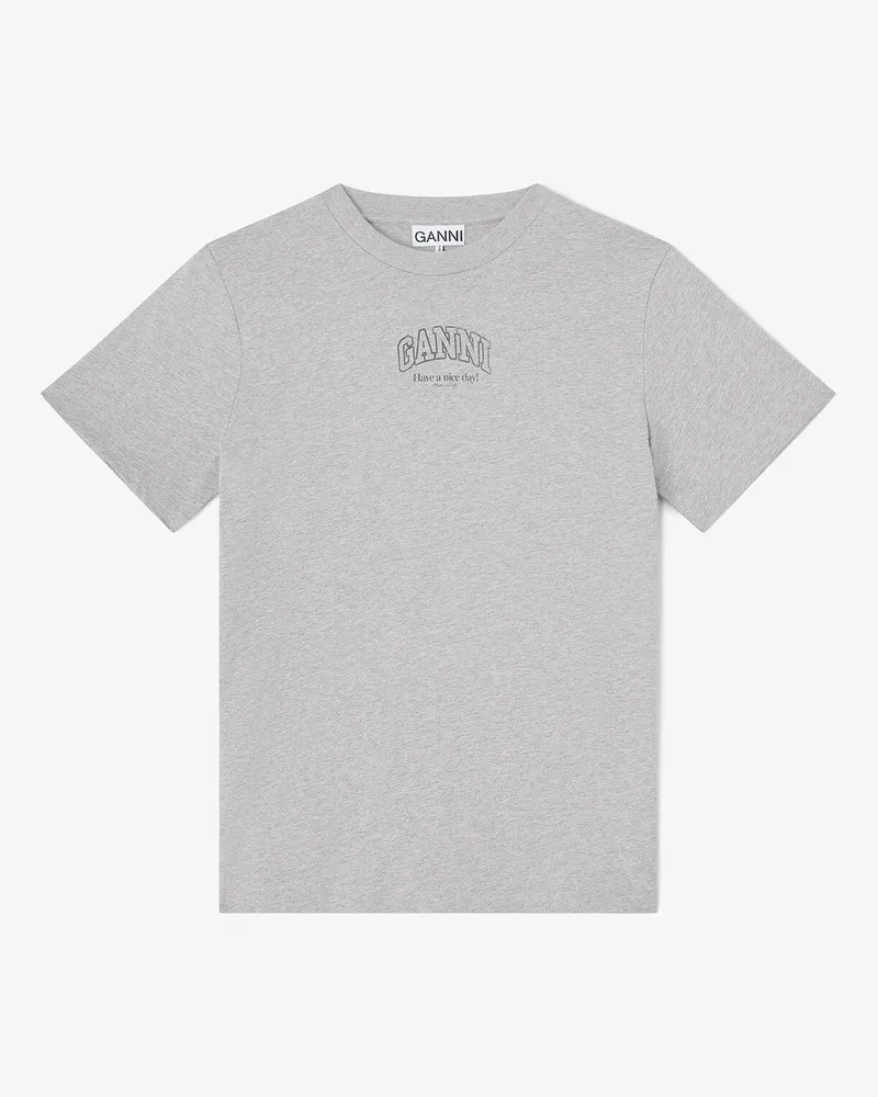Ganni grau Essential-T-Shirt Bio-Baumwolle - Größe Grau