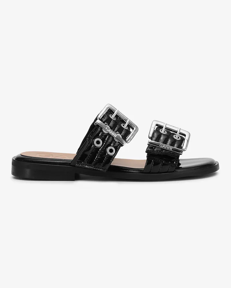 Ganni Feminine Schnallensandalen mit zwei Riemen in Schwarz - Größe Schwarz