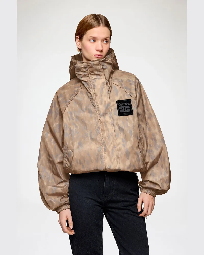 Ganni Flyweight-Jacke aus bedrucktem Nylon - Größe Burro Burro