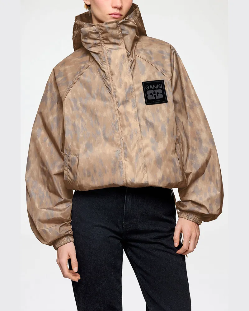 Ganni Flyweight-Jacke aus bedrucktem Nylon - Größe Burro Burro
