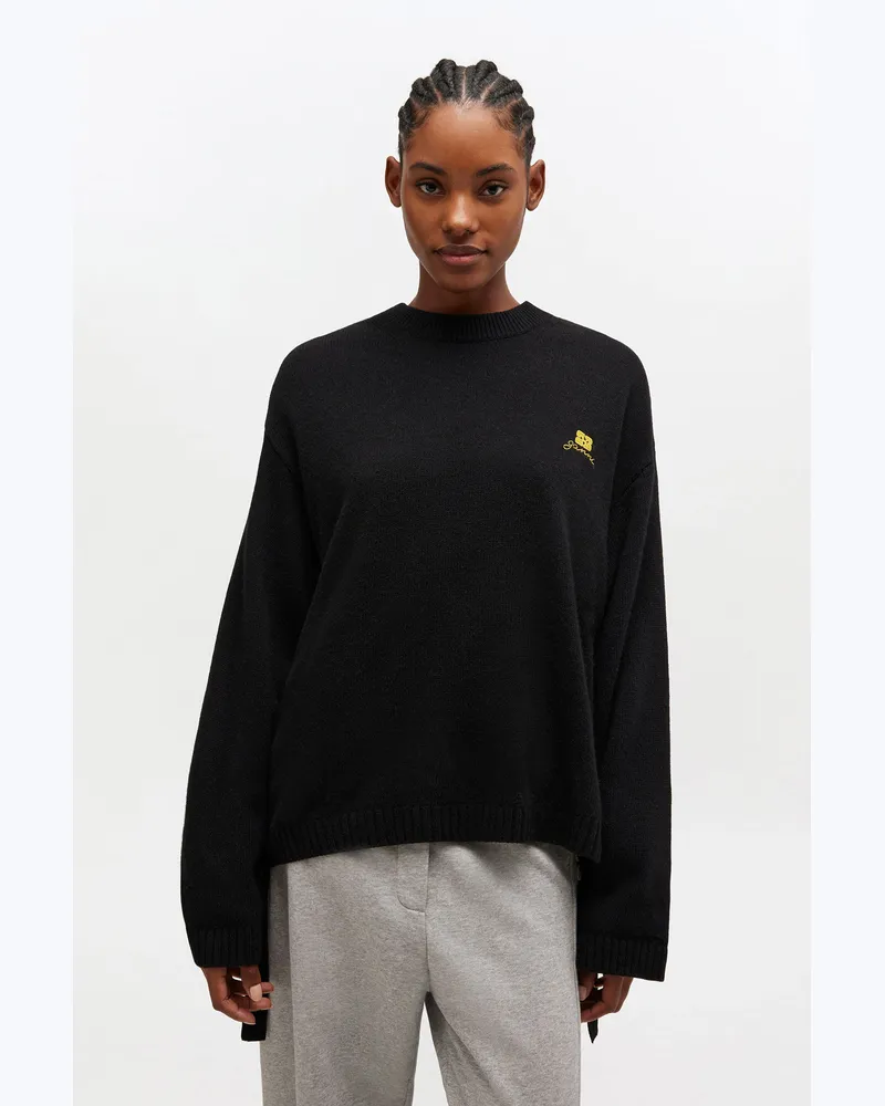 Ganni Jet schwarz Pullover aus einer Wollmischung - Größe Jet