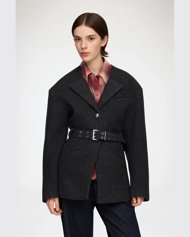 Ganni Jacke aus grauer Wolle gemischt Gemischt