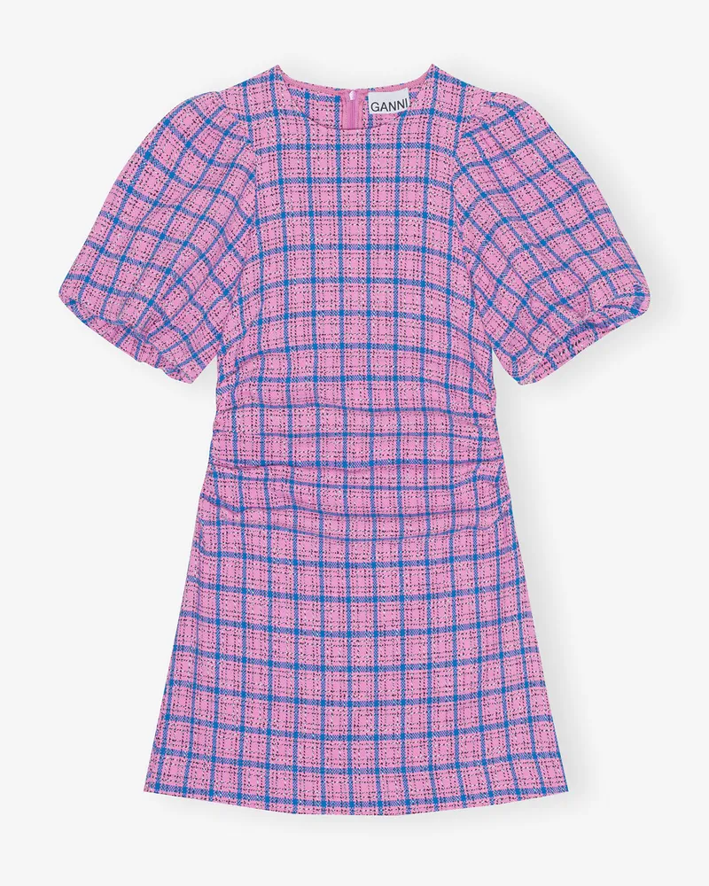 Ganni rosa Mini-Kleid aus Suiting mit Karomuster Bio-Baumwolle - Größe Rosa
