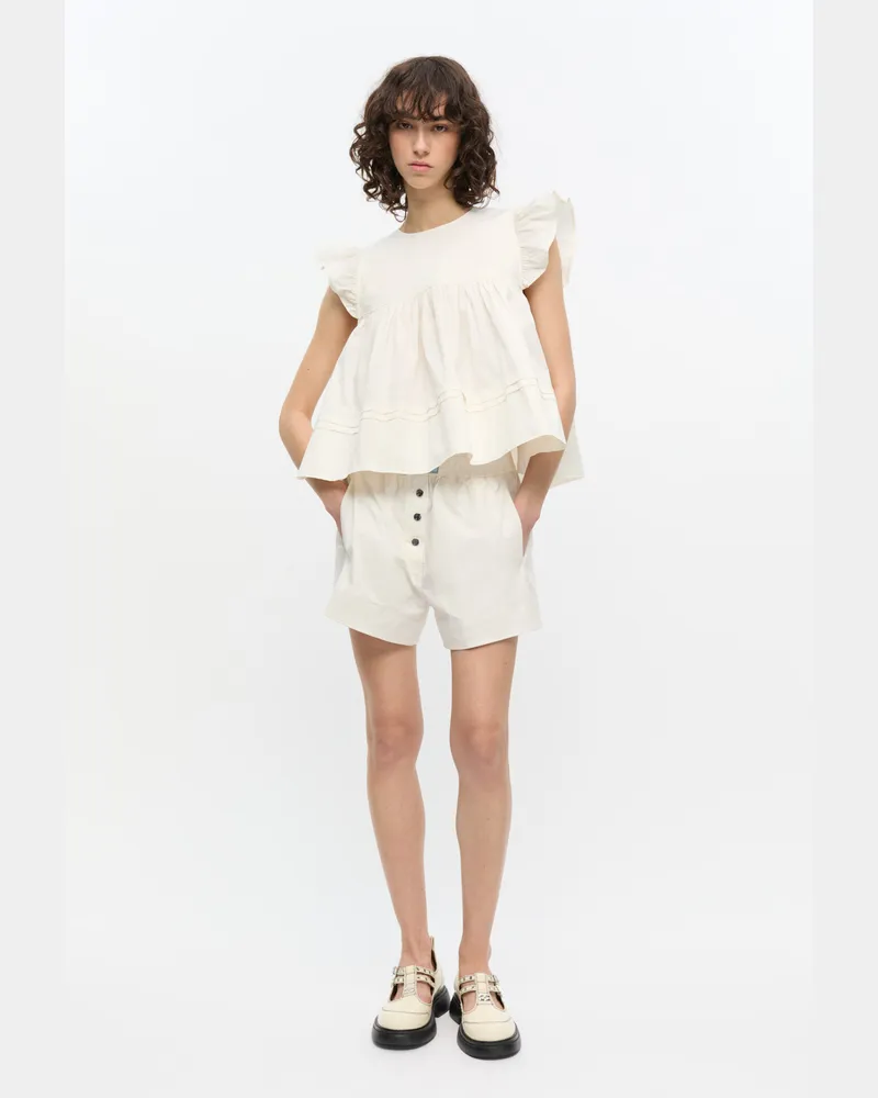Ganni weiß Weiße Baumwollshorts Elastan - Größe Weiß