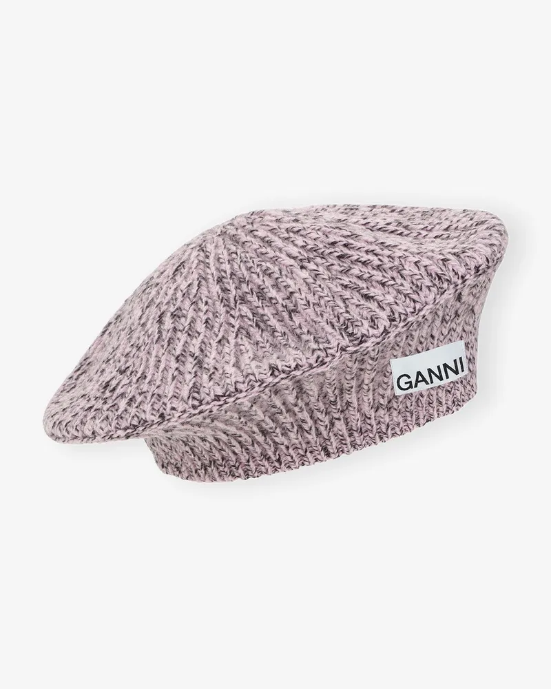 Ganni Baskenmütze aus Wool lila Lila
