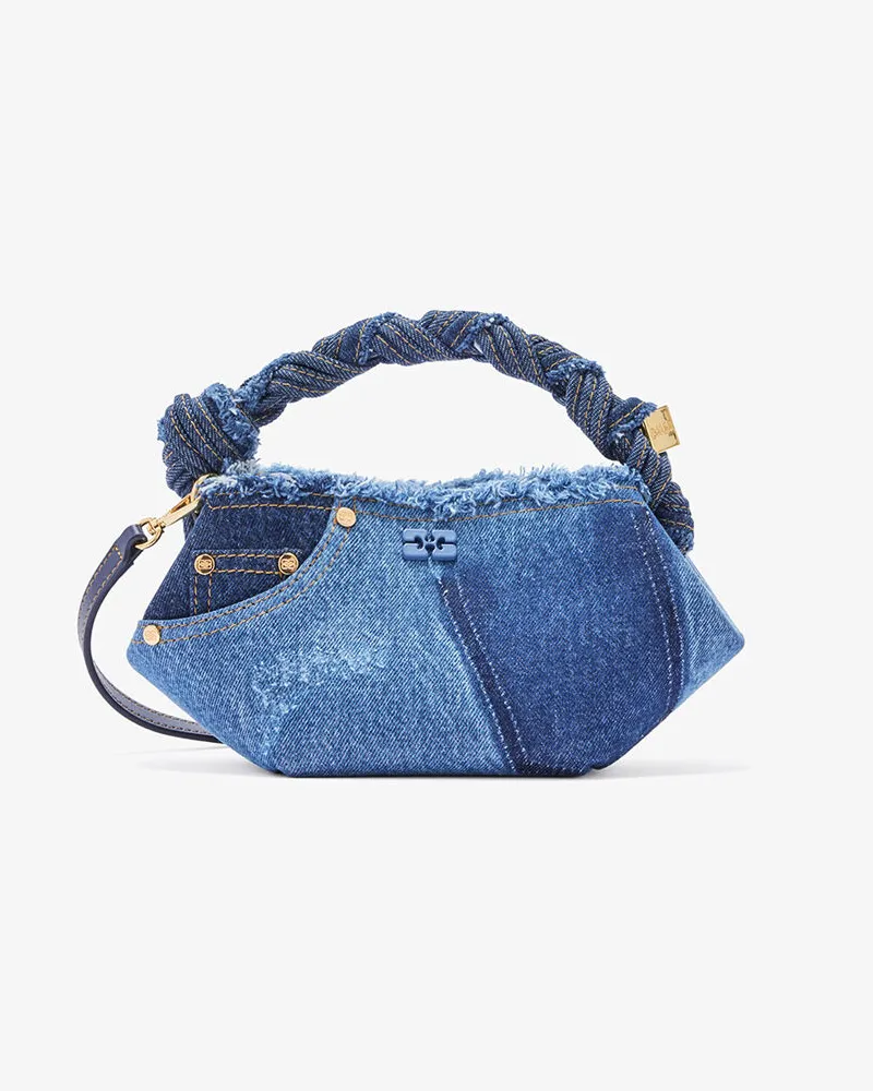 Ganni Mini-Bou-Tasche aus Denim blau Blau