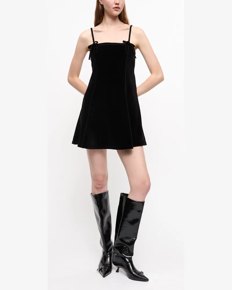 Ganni Velours Mini-Kleid schwarz Schwarz