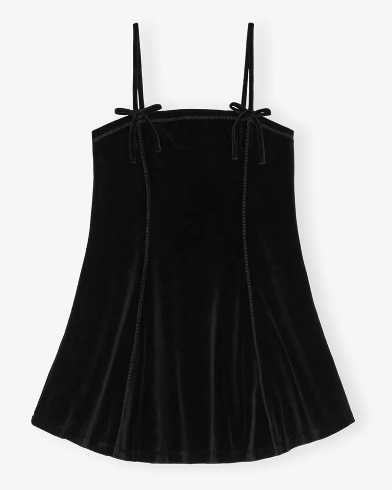 Ganni Velours Mini-Kleid schwarz Schwarz