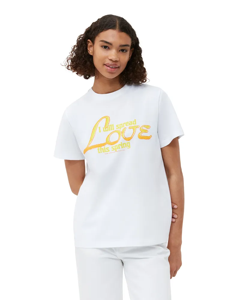 Ganni weiß Entspanntes Love-T-Shirt Baumwolle - Größe Weiß