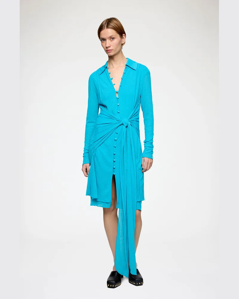 Ganni Kurzes Kleid aus meliertem Netzstoff - Größe River blau River