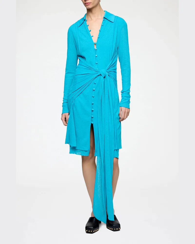 Ganni Kurzes Kleid aus meliertem Netzstoff - Größe River blau River