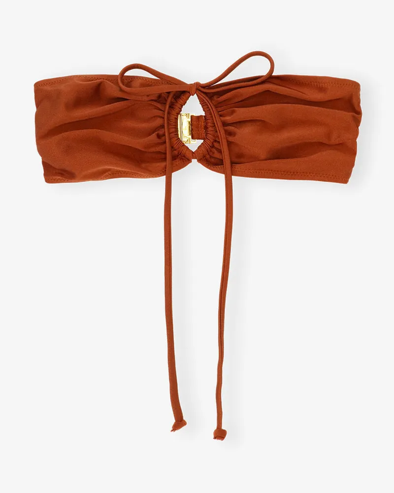 Ganni beige braun Open Bandeau Bikini Top Nylon - Größe Beige