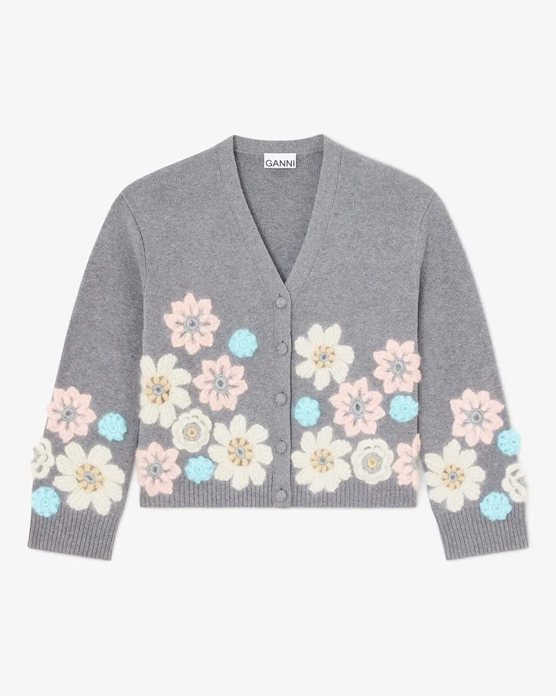 Ganni Strickjacke Kaschmirmix in Grau Grau