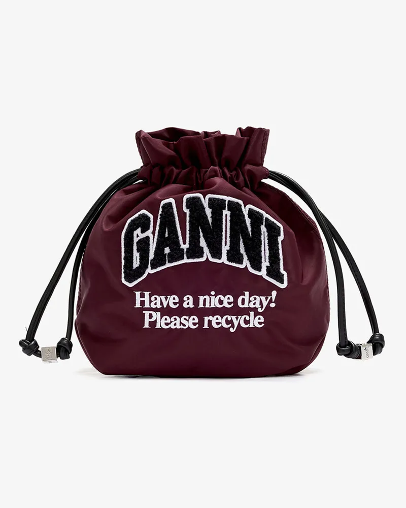 Ganni Pouch aus rotem Nylon Windsor Wine 