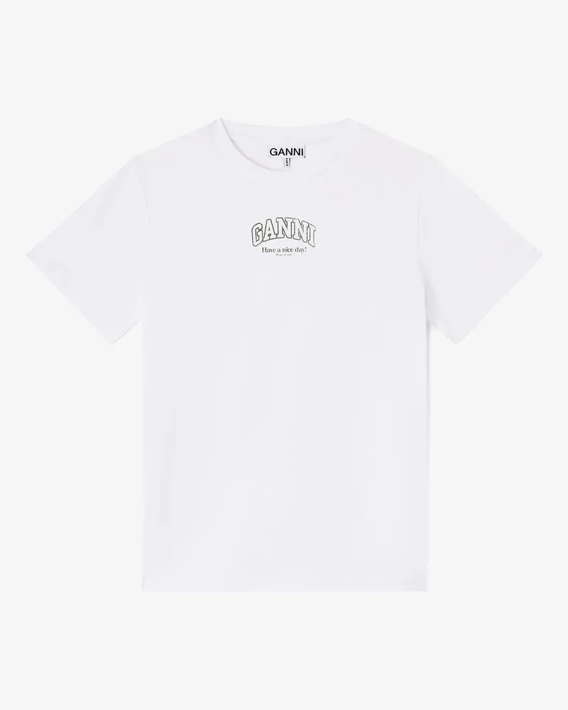 Ganni weiß Essential-T-Shirt Bio-Baumwolle - Größe Weiß
