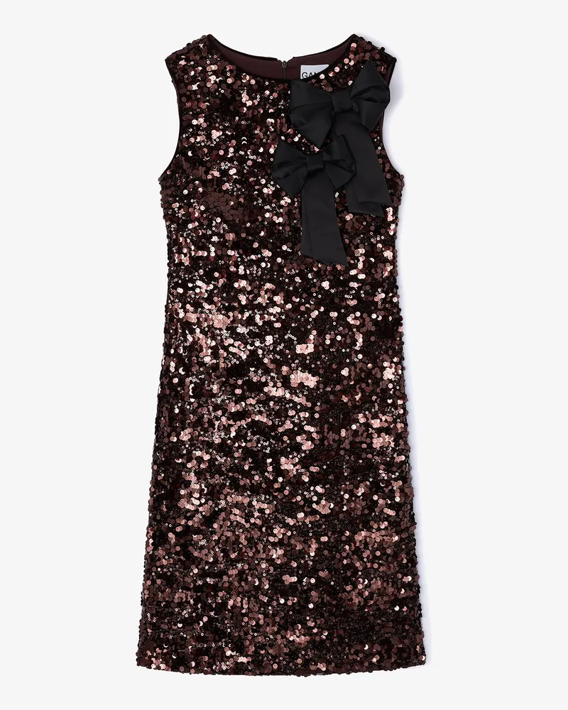 Ganni Braunes Midikleid mit Pailletten - Größe braun Braun