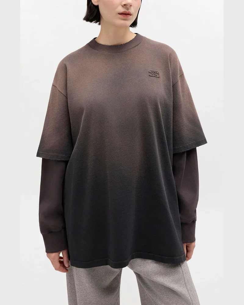 Ganni gemischt Langarm-T-Shirt aus gewaschenem Jersey Bio-Baumwolle - Größe Gemischt
